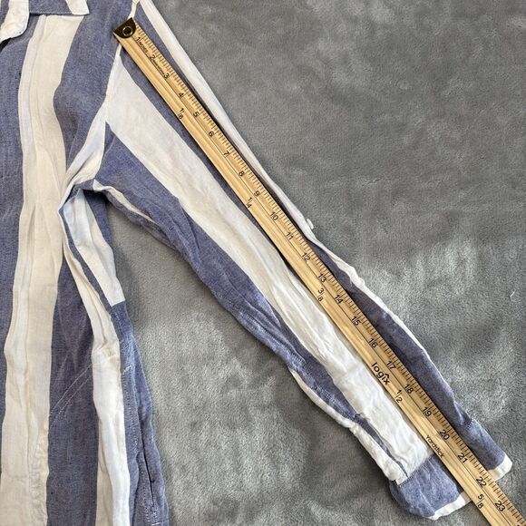 Tommy Bahama Women Size S Linen Shirt Beach Stripe Rugby Boyfriend Swim Coverup - Picture 7 of 8